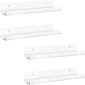 SEVENGIRL Wall Shelves Set of 4 Invisible Floating Acrylic Shelves - Floating Wall Shelves for Children's Room, Library, Spice Rack, Bathroom for Cosmetics, SEVENGIRL Wall Shelves Set of 4 Invisible Floating Acrylic Shelves - Floating Wall Shelves for Children's Room, Library, Spice Rack, Bathroom for Cosmetics,