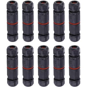 Tinor - whpps 10pcs IP68 Waterproof Straight Connector Junction Box Electrical Wire Cable 3 Pin Outdoor Connector Plug Socket Terminal Block Tinor - whpps 10pcs IP68 Waterproof Straight Connector Junction Box Electrical Wire Cable 3 Pin Outdoor Connector Plug Socket Terminal Block