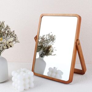 Tinor - Wooden Table Mirror, Small Round Rectangular Natural Cosmetic Mirror with Adjustable Stand Tinor - Wooden Table Mirror, Small Round Rectangular Natural Cosmetic Mirror with Adjustable Stand