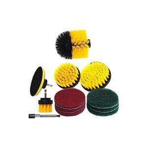 LANGRAY 12Pcs / Set Drill Brush Accessories Set Pads One Scouring Sponge Powerful Cleaning Brush Pads with Extend Long Car Polishing Pad Kit-A