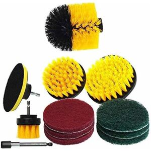 LANGRAY 12Pcs / Set Drill Brush Accessories Set Pads One Scouring Sponge Powerful Cleaning Brush Pads with Extend Long Car Polishing Pad Kit-B