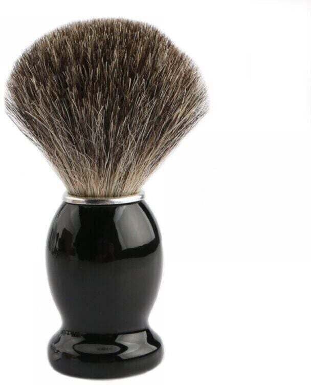 Ymyny - Shaving Brush - Real Bristle Shaving Brush - Natural Badger Hair Brush for a Smooth Shave - Black Handle and Metal Details mumu