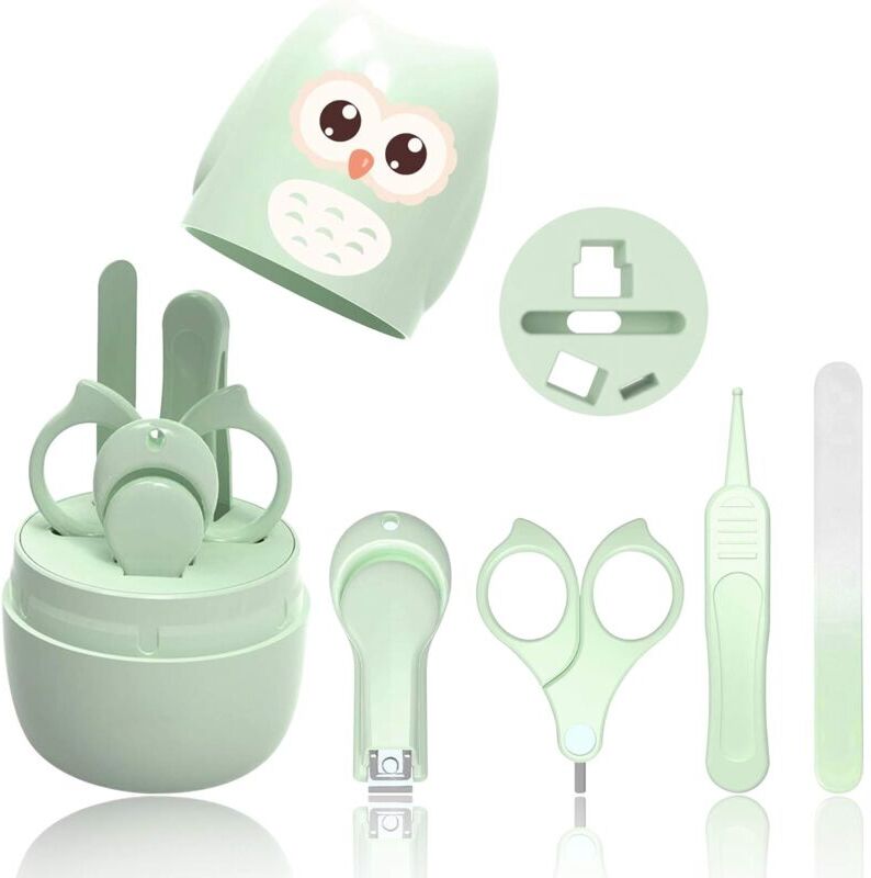 Sollbry - Baby Manicure 4-in-1 Kit with Case, Nail Clippers, Scissors, File and Tweezers Baby and Toddler Nail Care Kit Newborn Special Protection