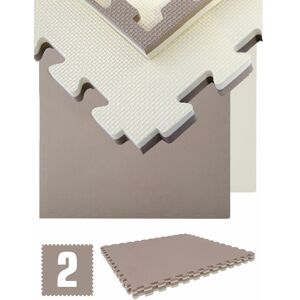 eyepower 1.6sqm Puzzle Exercise Mat - 2.5cm - 2 Interlocking Foam Tiles 90x90 Floor Mats - braun