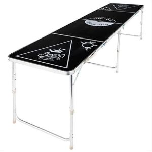 Beer Pong Folding Table Height Adjustable Black HI Black