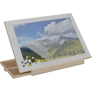 Relaxdays Puzzle Board with 2 Drawers, Fits Jigsaw up to 1000 Pieces, Tiltable, Rotatable, Wooden, Hobby Table, Natural Relaxdays Puzzle Board with 2 Drawers, Fits Jigsaw up to 1000 Pieces, Tiltable, Rotatable, Wooden, Hobby Table, Natural
