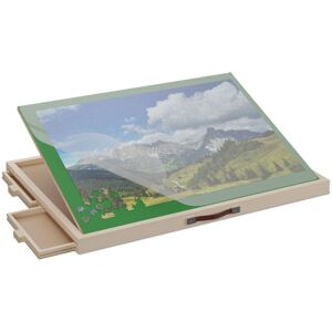 Relaxdays - Puzzle Board with 4 Drawers and Cover, Fits Jigsaw up to 1000 Pieces, Tiltable, Wooden, Hobby Table, Natural Relaxdays - Puzzle Board with 4 Drawers and Cover, Fits Jigsaw up to 1000 Pieces, Tiltable, Wooden, Hobby Table, Natural