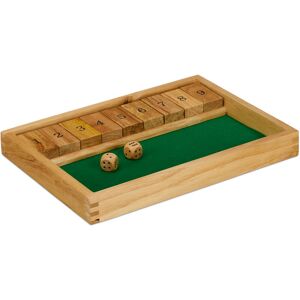 Relaxdays - Shut The Box With 9 Numbers , 2 Wooden Dice & Board, For 2+ Players, Classical Family Game, Natural/Green Relaxdays - Shut The Box With 9 Numbers , 2 Wooden Dice & Board, For 2+ Players, Classical Family Game, Natural/Green