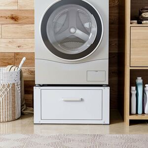 LIVINGANDHOME Washing Machine Dryer Pedestal with Practical Drawer, White