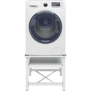 BERKFIELD HOME Washing Machine Pedestal with Pull-Out Shelf White