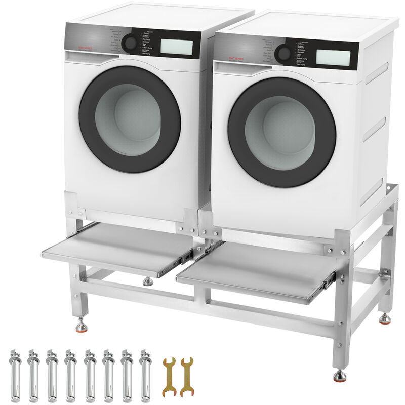 VEVOR Washing Machine Stand 300LBS, Double Tray Washer Pedestals 25x25Inch, Pedestal for Washer and Dryer Stand, Aluminum Washing Machine Base with a 66LBS