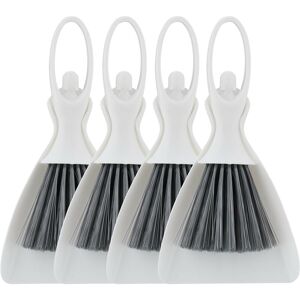 Mini Dustpan and Brush, Set of 4, Dancer Design, Tabletop Broom, Hang Up with Handle, Camping, White/Grey - Relaxdays