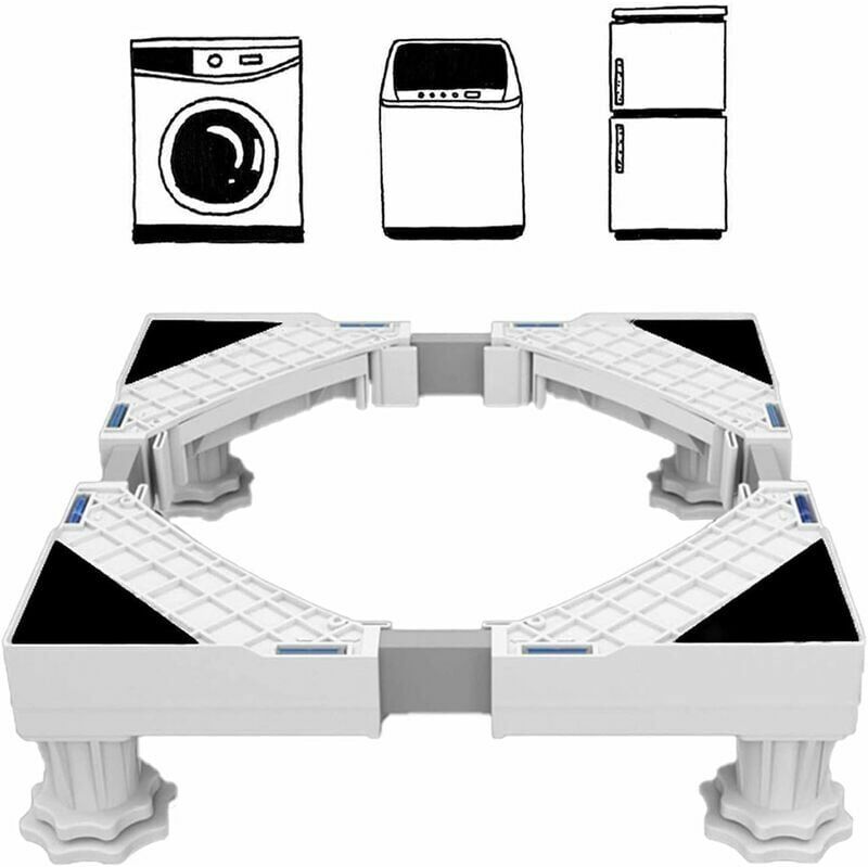 Dewdat - Washing Machine Stand, Washer Dryer Refrigerator Pedestal, Adjustable Length 41cm-64cm Height 9-12cm Support Load 300kg Anti Vibration Anti