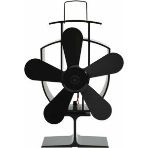 Berkfield Home - Royalton Heat Powered Stove Fan 5 Blades Black