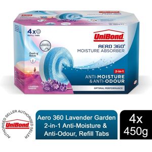 Unibond - aero 360° Moisture Absorber Lavender Garden Refill Tab, 4x450g