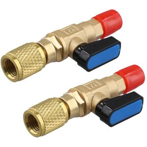 Tlily - 2PC Refrigerant Compact Ball Valve Adapter 1/4in sae 5/16in for R410A R134A R12 R22 ac hvac Hoses