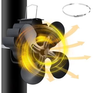 Ikodm - Blades Magnetic Fireplace Fan, No Electricity Required, Heat Powered