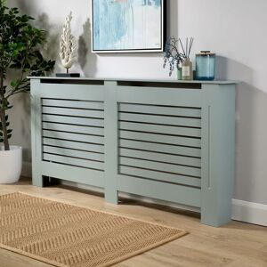 Home Source - Extra Large Grey Radiator Cover Wooden mdf Wall Cabinet Shelf Slatted Grill