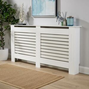 HOME SOURCE Extra Large White Radiator Cover Wooden MDF Wall Cabinet Shelf Slatted Grill
