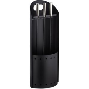 Relaxdays - Modern Fireplace Set, 4-Piece Companion Tools, Shovel, Broom, Poker and Stand, Black