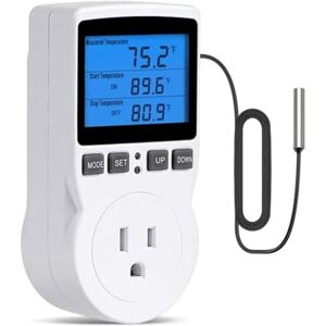 TLILY Plug-in Thermostat Temperature Controller Socket Heating Cooling Control 1800W 110V 15A Backlit Display US Plug TLILY Plug-in Thermostat Temperature Controller Socket Heating Cooling Control 1800W 110V 15A Backlit Display US Plug