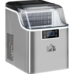 Homcom - Counter Top Ice Maker Machine with Adjustable Cube Size Scoop Silver - Silver