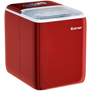 GYMAX 2.6L Portable Ice Machine w/ Ice Yield 20kg per Day 8.5 Mins per Cycle Self-Cleaning Home Bar Office Red