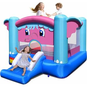 Costway - Kids Bouncy Castle, Inflatable Bouncer House with Slide, Basketball Rim, Jumping Area and Carrying Bag, Blow Up Jumper for Indoor Outdoor
