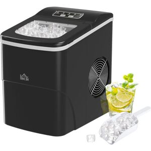 Ice Maker 12kg/24H Production with Scoop Basket for Home Office Black - Black - Homcom