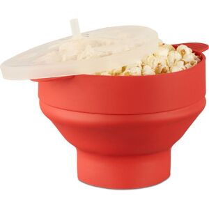 Relaxdays - Set of 10 Silicone Microwave Popcorn Maker, Collapsible Popcorn Popper, No Oil, Red
