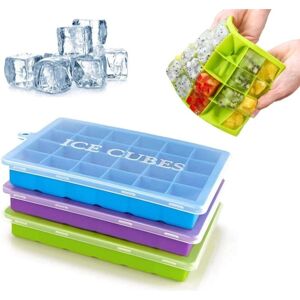 Sollbry - Pack Silicone Ice Cube Trays with Lid, Reusable Clear Ice Cube Maker for Refrigerator, Small Cube Water Mold for Baby Food and Drink,