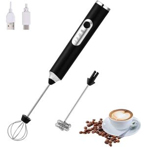 Linghhang - 1 pc Handheld Electric Milk Frother (Black) with 2 Heads, Foam Maker with usb Charging 3 Speeds, Foam Mixer for Latte, Cappuccino, Hot Linghhang - 1 pc Handheld Electric Milk Frother (Black) with 2 Heads, Foam Maker with usb Charging 3 Speeds, Foam Mixer for Latte, Cappuccino, Hot