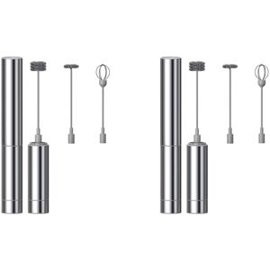 Tlily - 2X Milk Frother Handheld Three-Layer of Whisk- Battery Operated Electric Foam Maker for Coffee, Latte, Hot Chocolate Tlily - 2X Milk Frother Handheld Three-Layer of Whisk- Battery Operated Electric Foam Maker for Coffee, Latte, Hot Chocolate