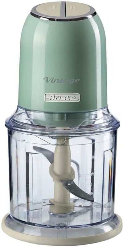Ariete - 438/04 Vintage Mini Chopper, 400W, 600ml Graduated Beaker, 2 Speeds, Stainless Steel Blades, Green