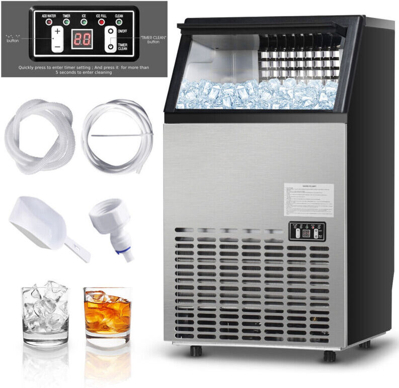 Costway - 50KG/24H Ice Maker Commercial Ice Cube Making Machine Self-Cleaning Home Office