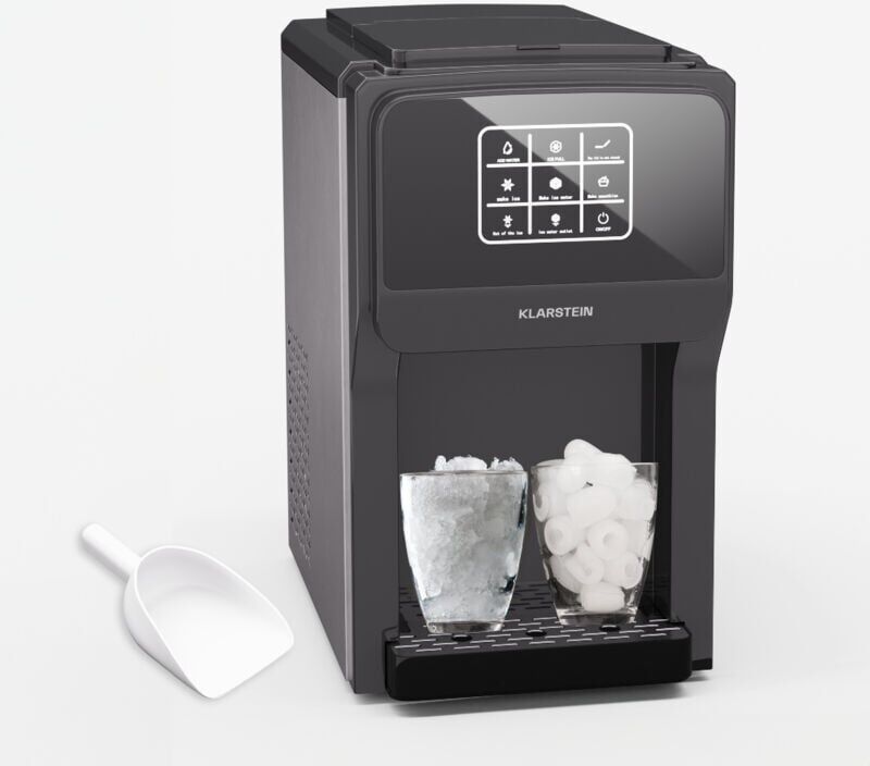 Klarstein ArcticBlend 3-in-1 Ice Maker, 20 kg/24h, Bullet & Crushed Ice, Water Dispenser, 6L Tank, Tap Connection, Stainless Steel, Ice Cube Machines