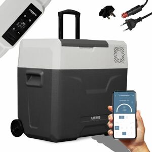 Arebos - Compressor cool box with castors 47 litres Electric freezer box with app control for cooling, freezing and keeping warm Refrigerator down to