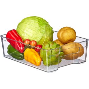 Relaxdays Elongated Fridge Container with Handles, Food Storage, Easy-care, Plastic, HWD: 9 x 21.5 x 32 cm, Transparent