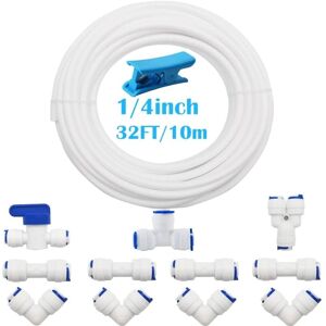 Longziming - ro Water Filter Fitting, 10 Meters Diameter 1/4'/ 6.3mm Tubing, Refrigerator Tubing Fitting Set, (y+t+i+l Type Combo Valve+Shutoff Valve)
