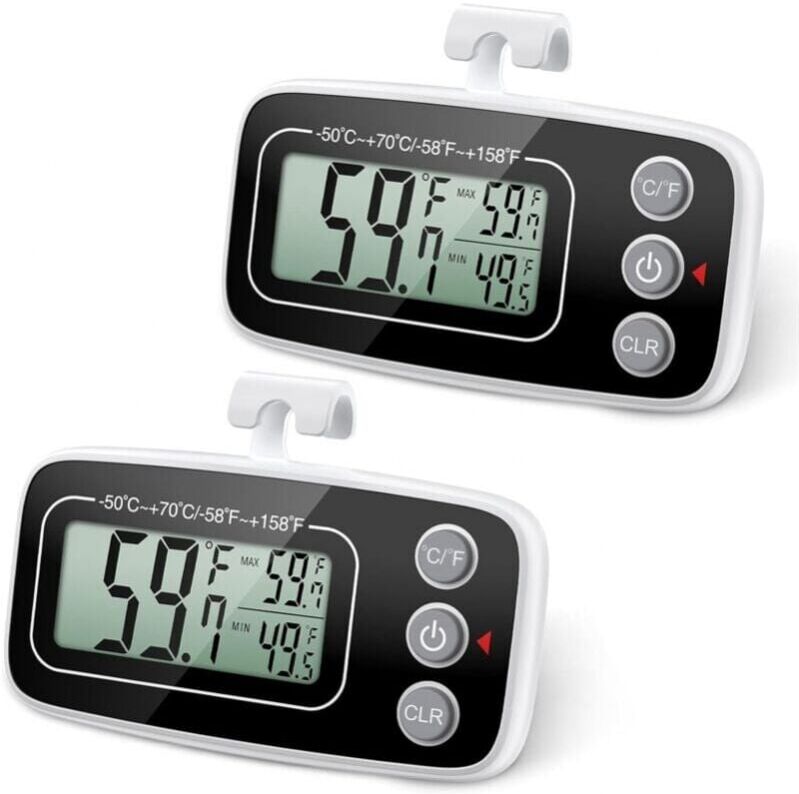 Cyslmuk - 2 Pack Refrigerator Thermometer, Digital Fridge Freezer Thermometer with Large lcd Display, Min/Max Function, 3 Stand Methods, °c/°f