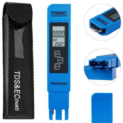 Monzana - Digital Water Tester with lcd Display and Battery 3in1 tds - ec - Temp Monzana - Digital Water Tester with lcd Display and Battery 3in1 tds - ec - Temp