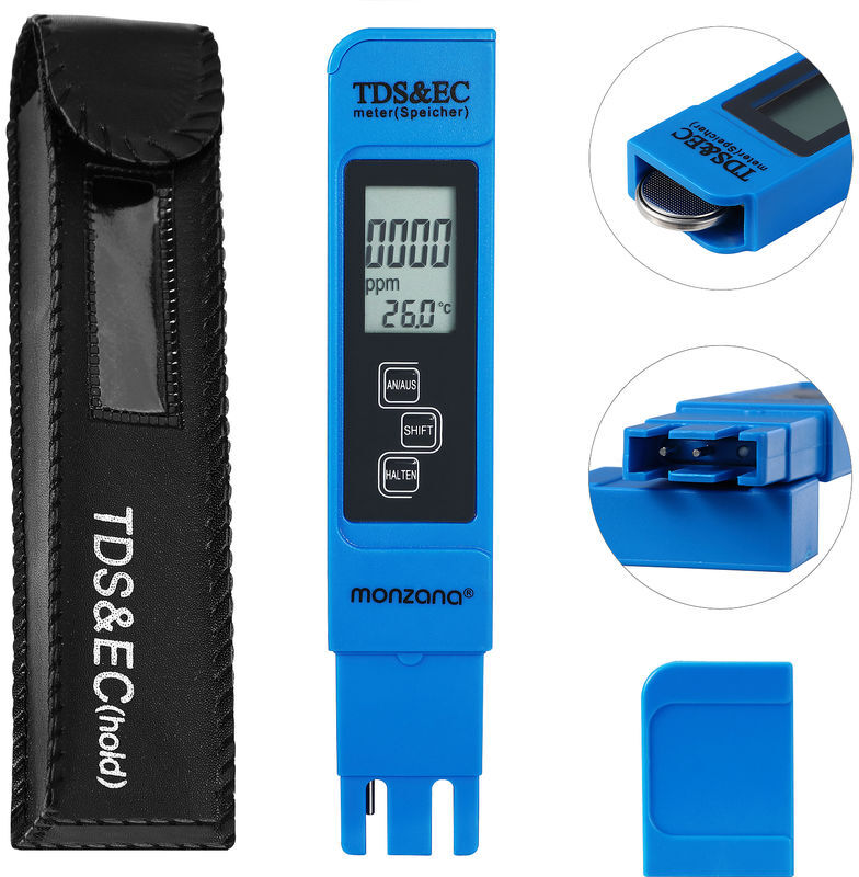 Monzana - Digital Water Tester with lcd Display and Battery 3in1 tds - ec - Temp