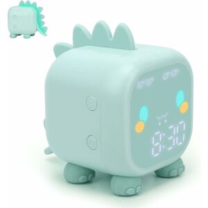 PESCE Kids Alarm Clock, Digital Alarm Clock for Kids Bedroom, Cute Dinosaur Bedside Clock Children's Sleep Trainier, Wake Up Light & Night Light with usb