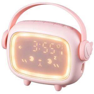 PESCE Kids Alarm Clock for Girls Bedroom Ok to Wake,Children's Sleep Trainer,Wake Up Light & Night Light pink