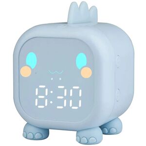 PESCE Kids Alarm Clock with Night Light 6 Ringtones Blue Dinosaur Digital Alarm Clock for Kids,Touch Control and Rechargeable Sleep Trainer Clock for Boys