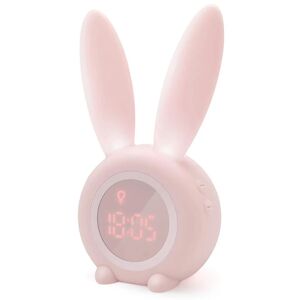 PESCE Kids Light Alarm Clock Cute Rabbit Wake Up Kids Alarm Clock Creative Bedside Lamp Snooze Function Timed Night Light Nursery Day Gift for Kids Girls