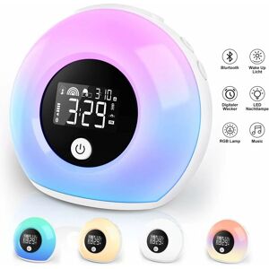 Hiasdfls - Wake Up Light Alarm Clock - Alarm Clock with Light - Kids Alarm Clock with Bluetooth Speaker - led Night Light with Vibration Sensor