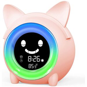 PESCE Alarm Clock for Kids Bedroom, Children Sleep Training Clock for Toddlers, Wake up Clock with 5 Colors Night Lights, Sound Machine, Gifts for Students