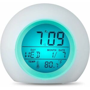 LANGRAY Awakening for children with 7 changing colors and temperature control for children's rooms, excellent digital clock for children's girls boys