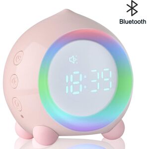 PESCE Digital Alarm Clock for Girls&Boys，USB Bedroom Bedside Peach Shaped Sunrise Simulator Sound Sensing Alarm Clock with Night Light LED Wake Up Silent